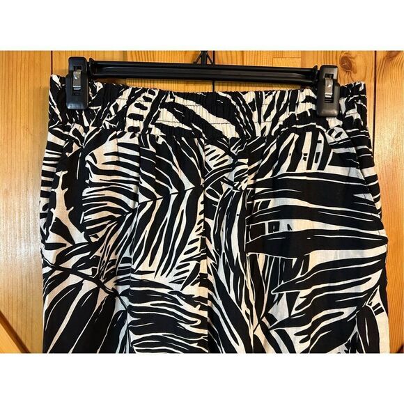 Panama Jack Women's Wide Leg Linen Blend Cropped Pants Black/Cream Size Small (0 - Picture 3 of 8